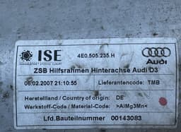 AUDI 4E0201308A 4E0505235H 4E0505323Q 4E0501529G Rear axle Beam AUDI A8 (4E) (2002-2010) — thumbnail 4