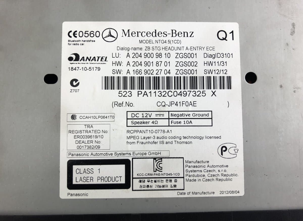 MERCEDES-BENZ A2049007609 Radio MERCEDES-BENZ GLK-CLASS (X204) (2008-2015)