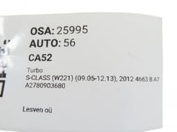 MERCEDES-BENZ A2780903680 A2780901880 A2780902280 A2780903880 Turbocharger MERCEDES-BENZ S-CLASS (W221) (2005-2013) — thumbnail 7