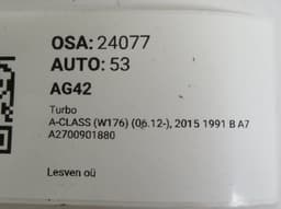 MERCEDES-BENZ A2700901880 Turbocharger MERCEDES-BENZ A-CLASS (W176) (2012-2018) — thumbnail 6