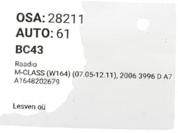 MERCEDES-BENZ A1648202679 A1648708489 A1648708489 Radio MERCEDES-BENZ ML-CLASS (W164) (2005-2011) — thumbnail 2