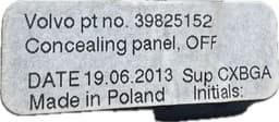 VOLVO 39825152 Parcel shelf VOLVO S60 II / V60 I (2010-2018) — thumbnail 4
