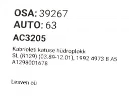 MERCEDES-BENZ A1298002078 A1298001678 A1298000278 Convertible roof hydraulic block MERCEDES-BENZ SL-CLASS (R129) (1989-2001) — thumbnail 5