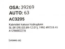 MERCEDES-BENZ A1298002278 A1298002178 A1298000378 Convertible roof hydraulic block MERCEDES-BENZ SL-CLASS (R129) (1989-2001) — thumbnail 5