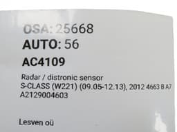 MERCEDES-BENZ A2129004603 Distronic radar / sensor MERCEDES-BENZ S-CLASS (W221) (2005-2013) — thumbnail 6
