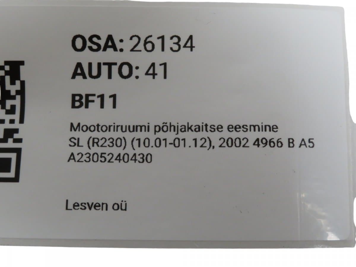 MERCEDES-BENZ A2305240430 Engine splash shield frontal part MERCEDES-BENZ SL-CLASS (R230) (2001-2012)