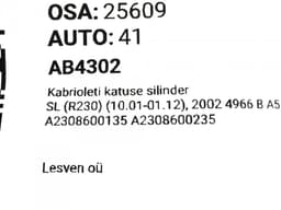 MERCEDES-BENZ A2308600135 Convertible roof cylinder MERCEDES-BENZ SL-CLASS (R230) (2001-2012) — thumbnail 4