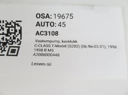 MERCEDES-BENZ A2088000448 Central Locking Vacuum Pump MERCEDES-BENZ C-CLASS (W202) (1993-2001) — thumbnail 5