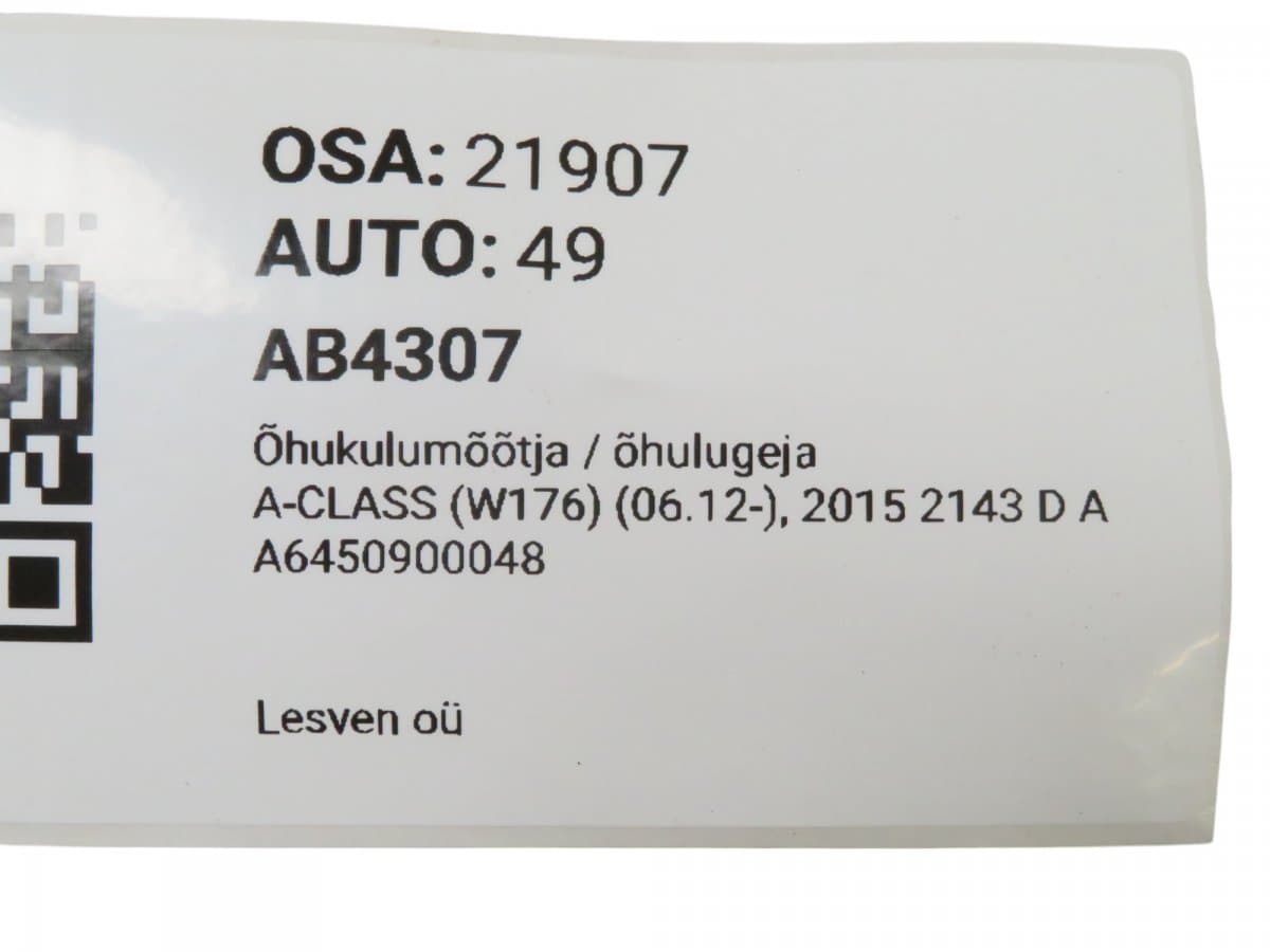 MERCEDES-BENZ A6450900048 A6519051200 Mass Air-Flow Sensor MERCEDES-BENZ A-CLASS (W176) (2012-2018)