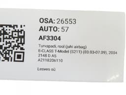 MERCEDES-BENZ A2118206110 A21182061107241 A21186002029B51 A2118600202 A21186014029B51 A2118601402 Steering Wheel Airbag MERCEDES-BENZ E-CLASS (W211) (2002-2009) — thumbnail 5