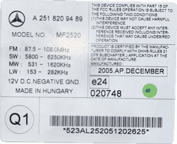 MERCEDES-BENZ 2518209489 Radio MERCEDES-BENZ R-CLASS (W251) (2006-2013) — thumbnail 3