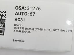 MERCEDES-BENZ A1698200486 A1698200286 A1698200386 Radio MERCEDES-BENZ B-CLASS (W245) (2005-2011) — thumbnail 9