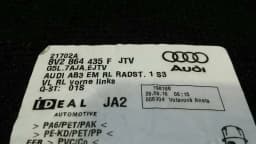 AUDI Audi S3 8V RHD Floor Carpet Matte Set 8V2864435F Right Handlebar — thumbnail 6