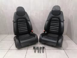 FERRARI GENUINE OEM FERRARI 360 F131 MODENA F360 SPORT SEATS BLACK LEATHER PAIR ELECTRO — thumbnail 1
