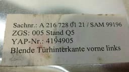 MERCEDES-BENZ Mercedes CL W216 left door ornamental cover A2167280121 door panel left — thumbnail 3