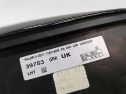 MCLAREN McLaren 600LT Right Headlight BLACK 13AB724RP RIGHT HANDLE RHD — thumbnail 8