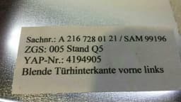 MERCEDES-BENZ Mercedes CL W216 left door chrome cover A2167280121 door panel left — thumbnail 3
