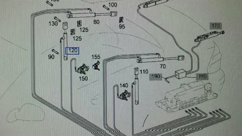 Mercedes SL R230 Vario roof cylinder right A2308001572 right various roof strut