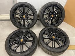 PORSCHE GENUINE PORSCHE 991 911 R20 GLOSS BLACK ALLOY WHEELS WITH TYRES SET x4 psc — thumbnail 1