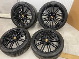 PORSCHE GENUINE PORSCHE 991 911 R20 GLOSS BLACK ALLOY WHEELS WITH TYRES SET x4 psc — thumbnail 2