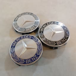MERCEDES-BENZ Genuine Mercedes Benz Center Cap Wheel OEM Logo Chrome Star Blue Black Gray 75mm — thumbnail 3