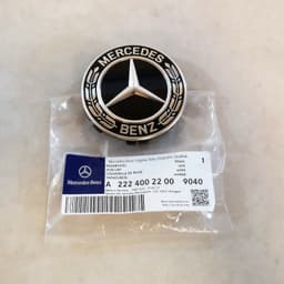MERCEDES-BENZ Genuine Mercedes Benz BLACK Alloy Wheel Hub Centre Cap 75mm A2224002200 9040 — thumbnail 1