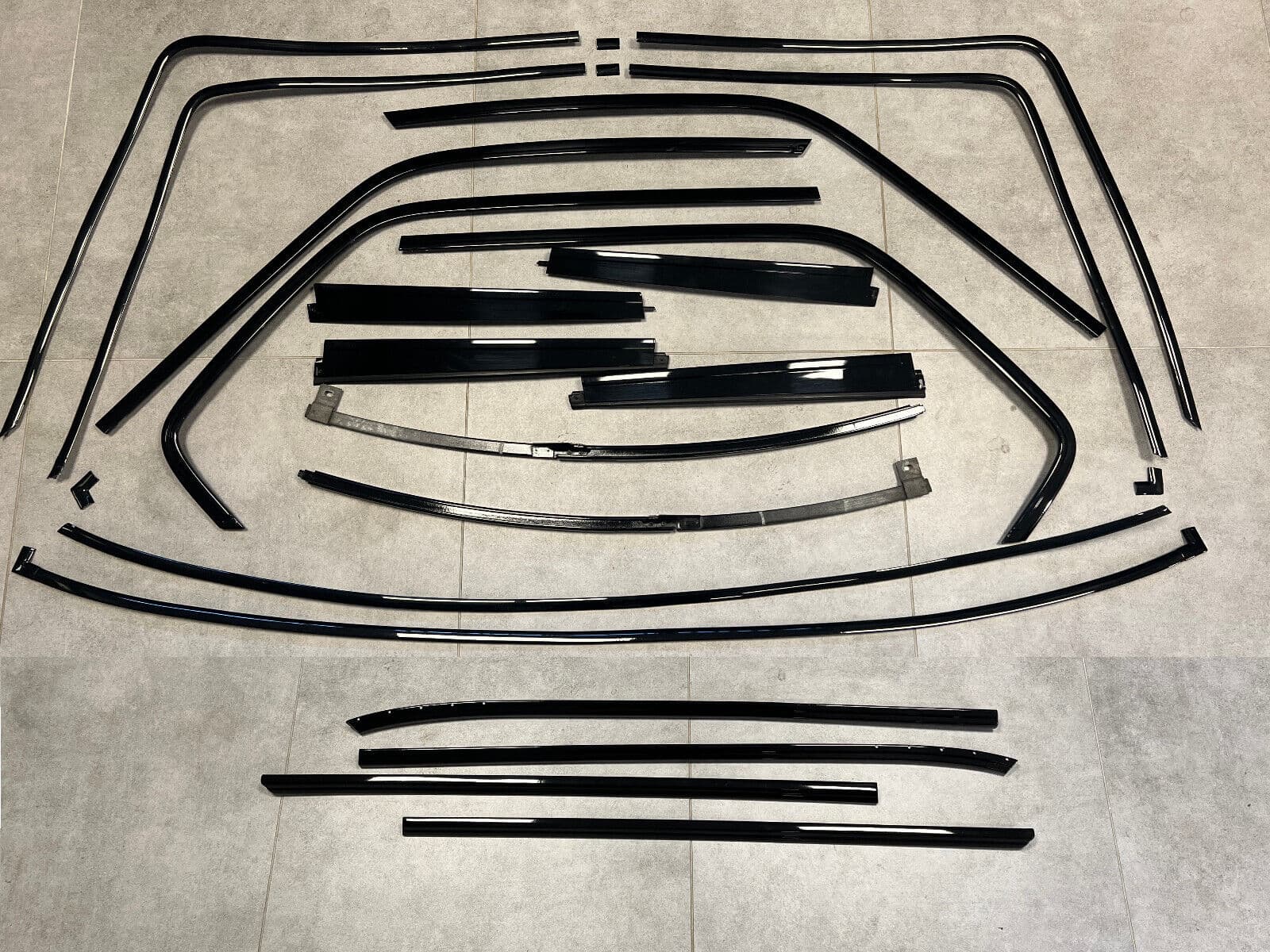 BMW GENUINE BMW 7 E23 Door Molding window frame Aluminum Black Shadowline SET 20pcs