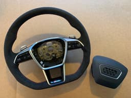 AUDI Audi A6 A7 A8 Q8 E-tron 4K 4N 4M OEM RS-line Steering Wheel Paddles ALCANTARA — thumbnail 2