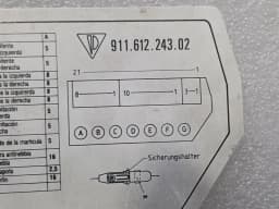 PORSCHE PORSCHE 911 CARRERA 3.2 1984-1989 91161224302 FUSE CHART FUSE CHART- — thumbnail 9