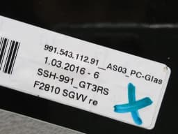 PORSCHE Porsche 911 991 GT3RS Mk1 Right Rear 1/4 Glass 99154311291 Door Glass 1/4 Rear RH- — thumbnail 7