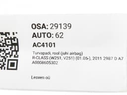 MERCEDES-BENZ A0008605302 Steering Wheel Airbag MERCEDES-BENZ R-CLASS (W251) (2006-2013) — thumbnail 6