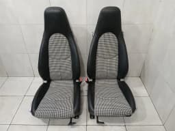 PORSCHE PORSCHE 911 997 987 HERITAGE SPORT SEATS BLACK LEATHER HOUNDSTOOTH SET 4-WAY — thumbnail 2