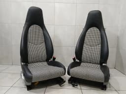 PORSCHE PORSCHE 911 997 987 HERITAGE SPORT SEATS BLACK LEATHER HOUNDSTOOTH SET 4-WAY — thumbnail 1