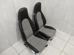 PORSCHE PORSCHE 911 997 987 HERITAGE SPORT SEATS BLACK LEATHER HOUNDSTOOTH SET 4-WAY — thumbnail 3