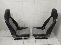 PORSCHE PORSCHE 911 997 987 HERITAGE SPORT SEATS BLACK LEATHER HOUNDSTOOTH SET 4-WAY — thumbnail 4