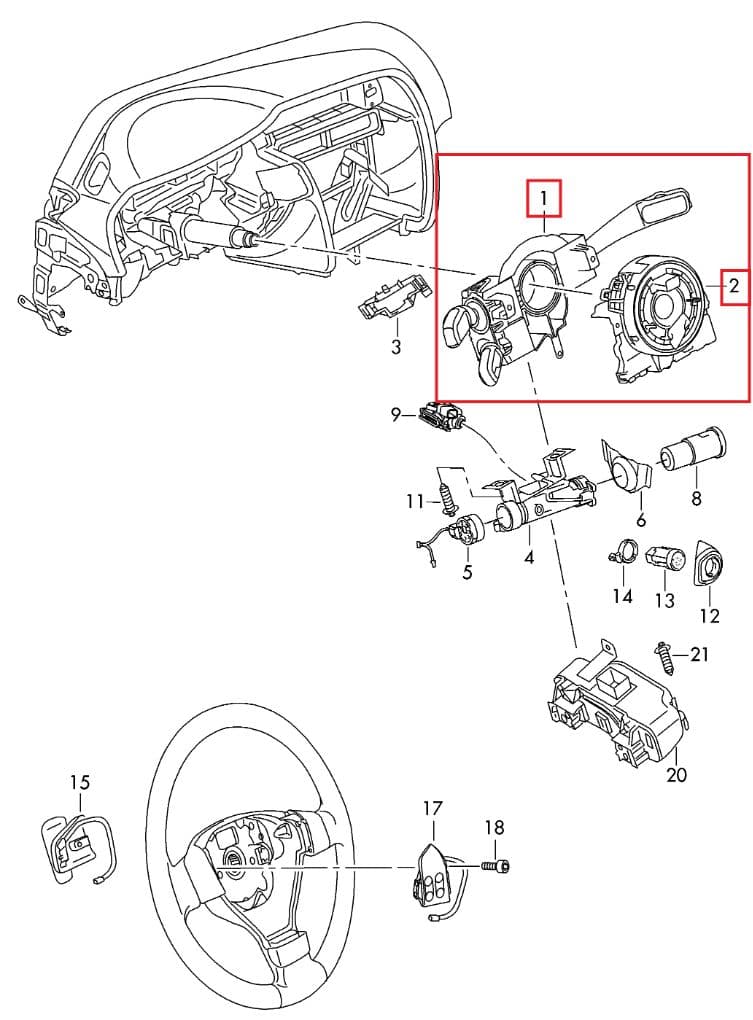 5K0953569AL 5K0953502R Indicator/wiper/slip ring switch (stalk) SEAT ALHAMBRA II (7N) (2010-2020)