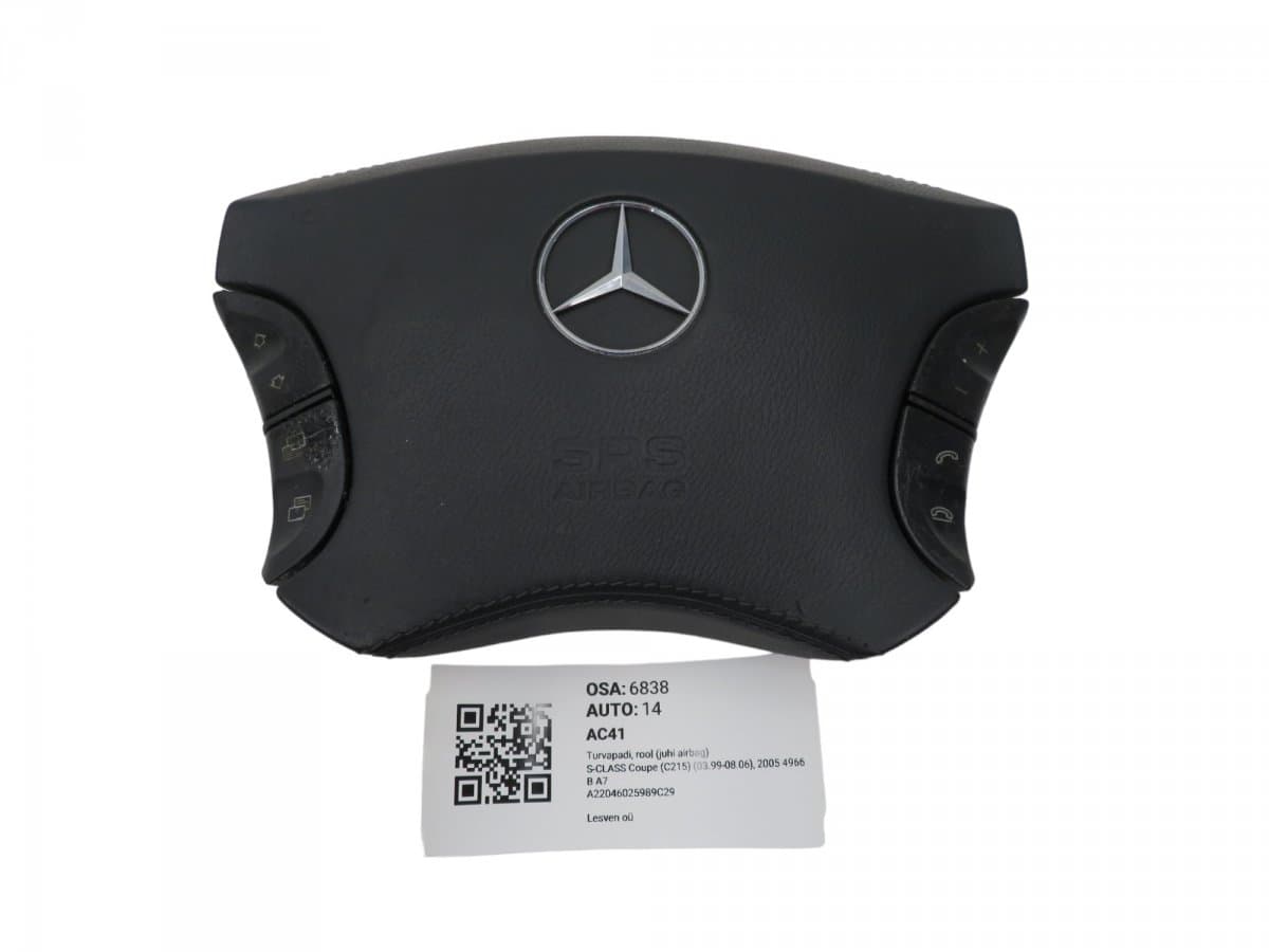 MERCEDES-BENZ A2204601698 2204601698 A22046025989C29 Steering Wheel Airbag MERCEDES-BENZ S-CLASS Coupe (C215) (1999-2006)